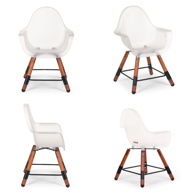 Scaun de masa reglabil in inaltime Childhome Evolu 2 Natural inchis/Alb transparent ERFCH-CHEVOCHFR