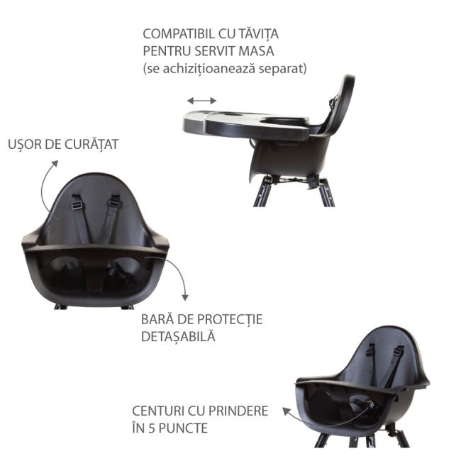 Scaun de masa reglabil in inaltime Childhome Evolu 2 Negru ERFCH-CHEVOCHBL