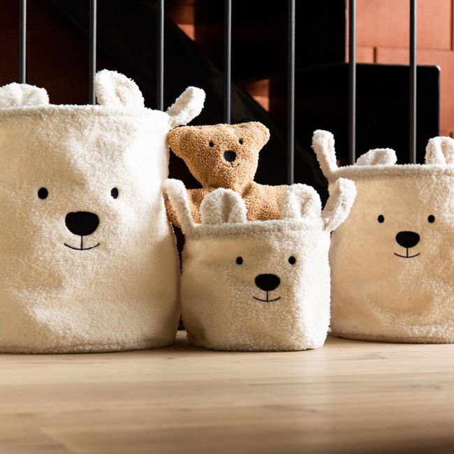 Set 3 cosuri depozitare Childhome Teddy Alb ERFCH-CCBTWSET