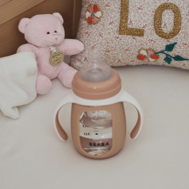 Biberon de invatare 2 in 1 din Sticla Beaba 210 ml Old Pink ERFB913520
