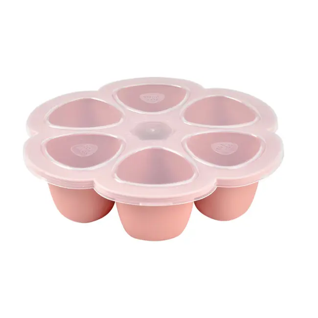 Recipient ermetic silicon multiportii 6x90 ml Beaba Old Pink ERFB912595