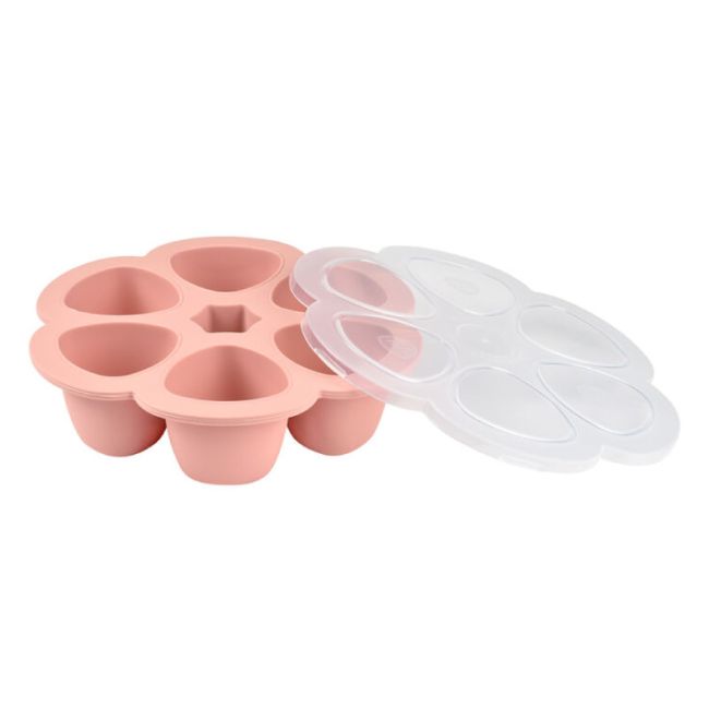 Recipient ermetic silicon multiportii 6x90 ml Beaba Old Pink ERFB912595