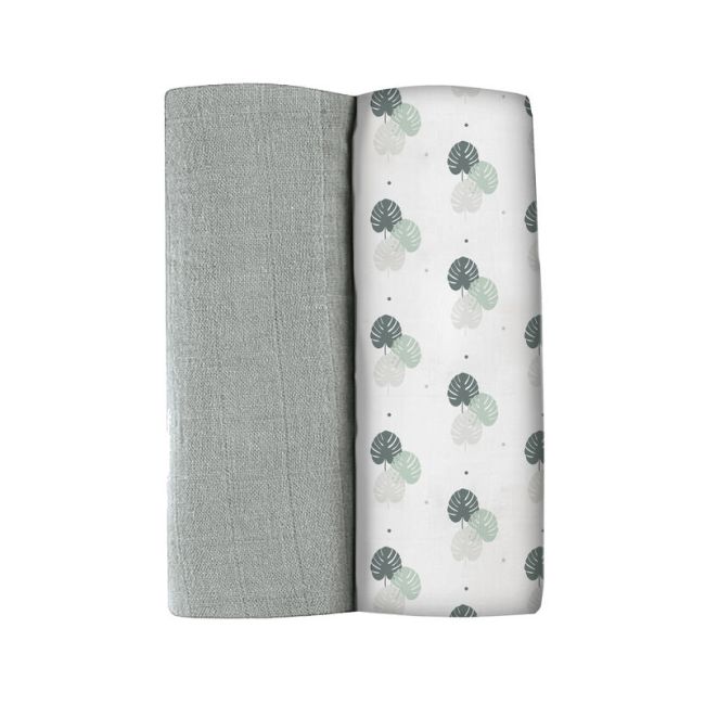 Set 2 Museline Beaba bumbac 120x120 cm Mirage Grey/Jungle ERFB920387