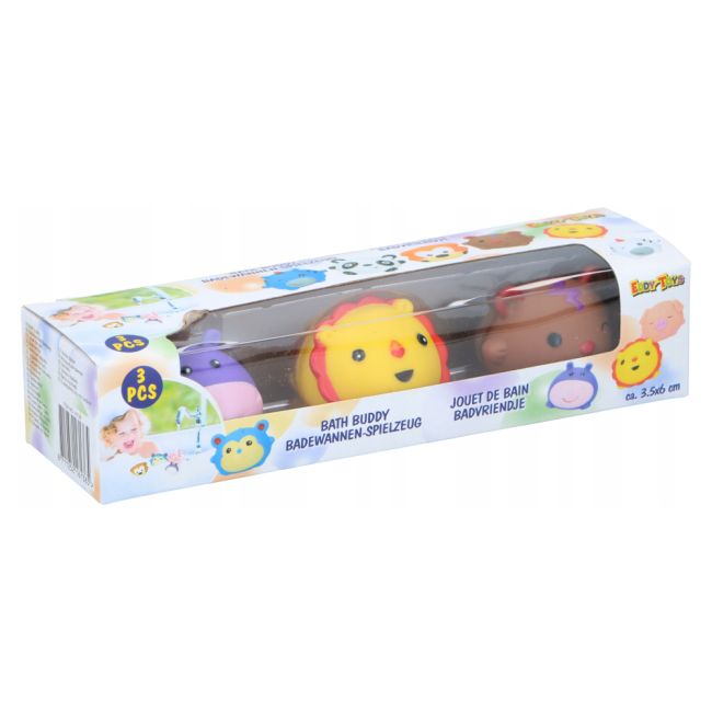 Set 3 jucarii de baie Eddy Toys, Hipopotam, Leu, Ursulet ERFED16136-3