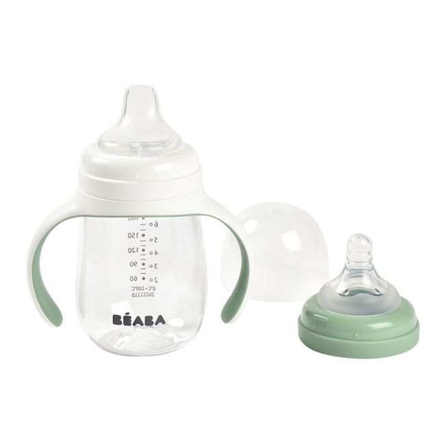 Biberon de invatare 2 in 1 din Tritan Beaba 210 ml Sage Green ERFB913531