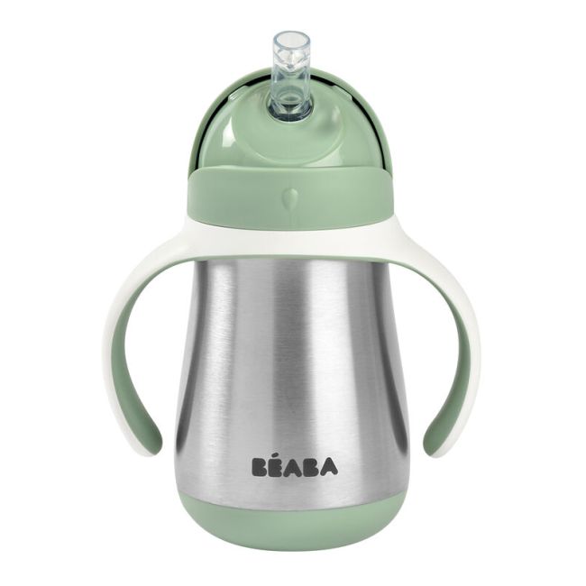 Cana cu pai din inox Beaba 250 ml Sage Green ERFB913535
