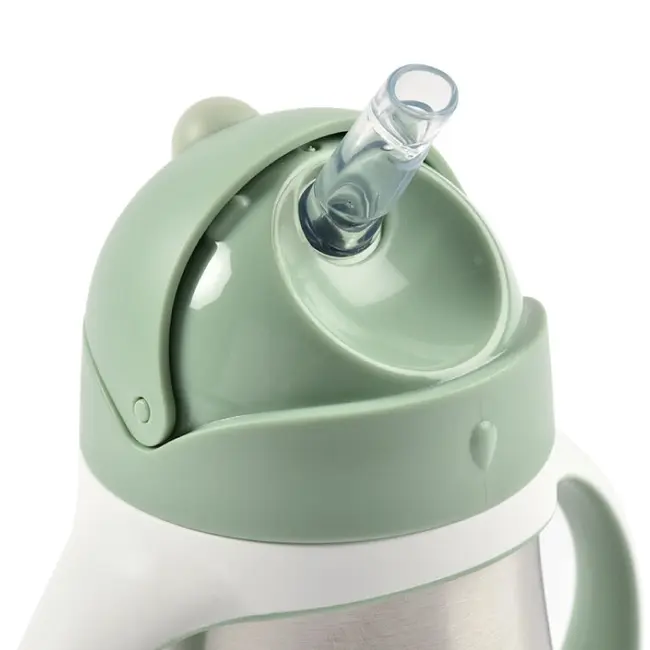 Cana cu pai din inox Beaba 250 ml Sage Green ERFB913535