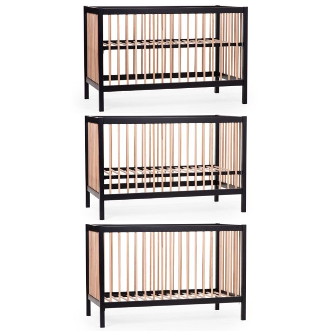 Patut Childhome Cot 97 Fag 60x120 cm, Natural/Negru ERFCH-BE97BN