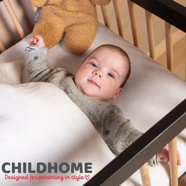Patut Childhome Cot 97 Fag 60x120 cm, Natural/Negru ERFCH-BE97BN