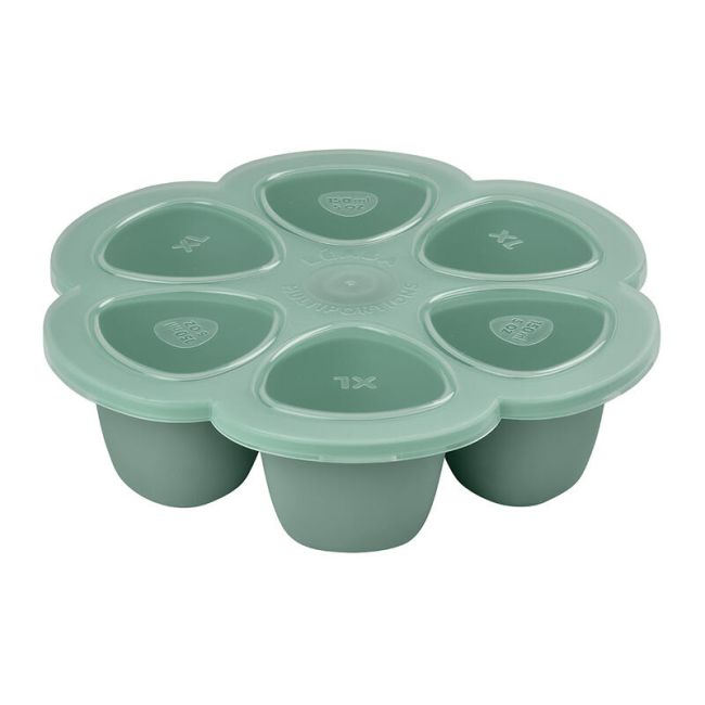 Recipient ermetic silicon multiportii 6x150 ml Beaba Sage Green ERFB914001