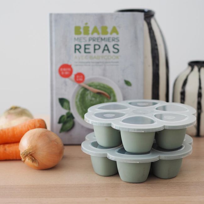 Recipient ermetic silicon multiportii 6x90 ml Beaba Sage Green ERFB914000