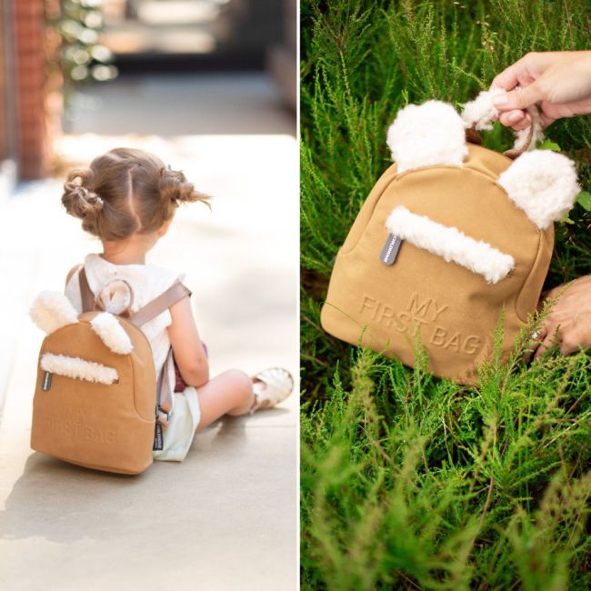 Rucsac pentru copii Childhome My First Bag, aspect piele intoarsa Bej ERFCH-CWKIDBMR