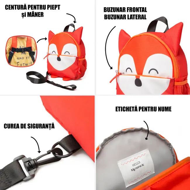 Rucsac si curea de siguranta Diono Sure Steps Fox ERFD40186