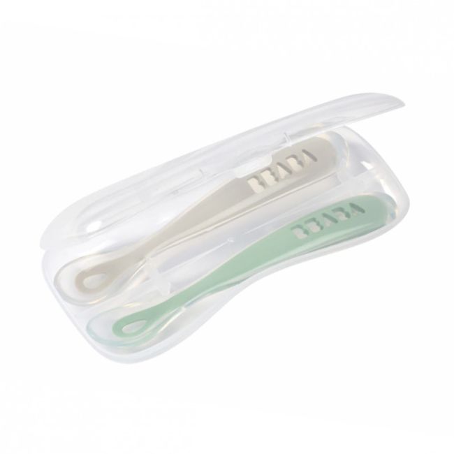 Set 2 lingurite silicon +4 luni Beaba Sage Green ERFB913552