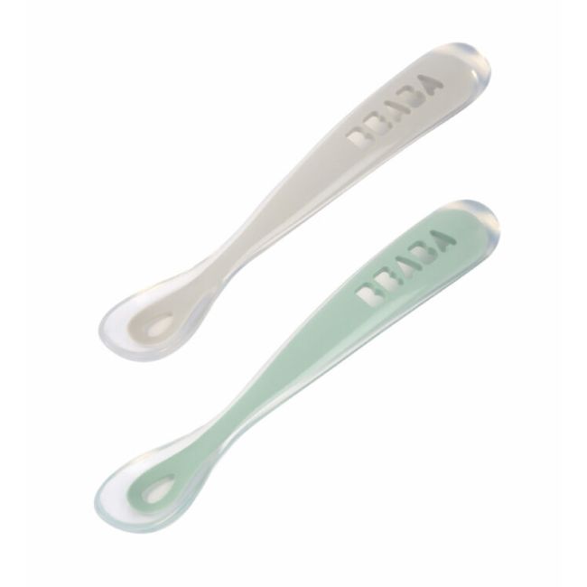 Set 2 lingurite silicon +4 luni Beaba Sage Green ERFB913552