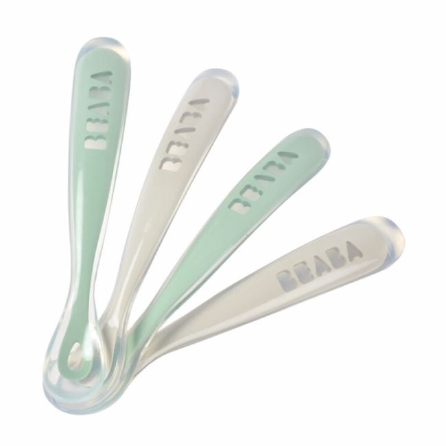 Set 4 lingurite silicon +4 luni Beaba Sage Green ERFB913553