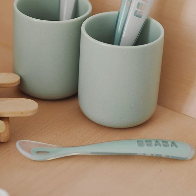 Set 4 lingurite silicon +4 luni Beaba Sage Green ERFB913553
