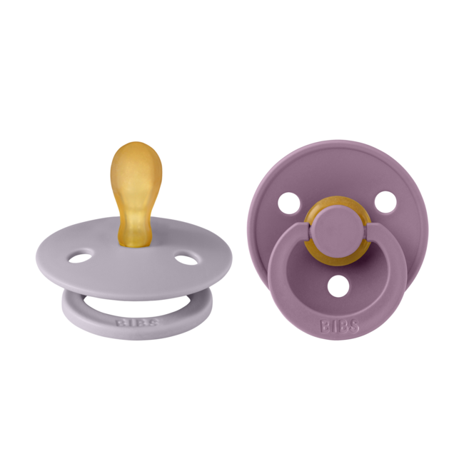 Bibs - set 2 suzete colour latex, tetina simetrica, 0 luni +-fossil grey/mauve bbb2121422