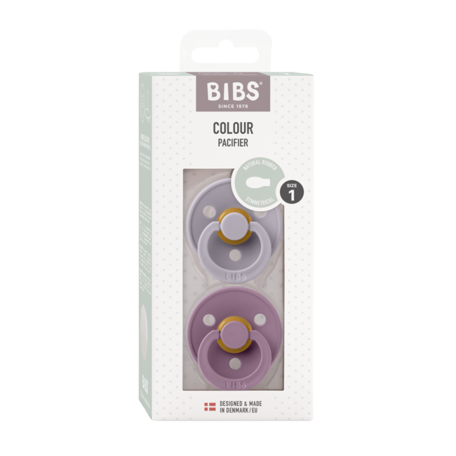 Bibs - set 2 suzete colour latex, tetina simetrica, 0 luni +-fossil grey/mauve bbb2121422