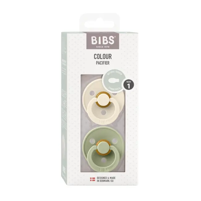 Bibs - set 2 suzete colour latex, tetina simetrica, 0 luni +-ivory/sage bbb2121416