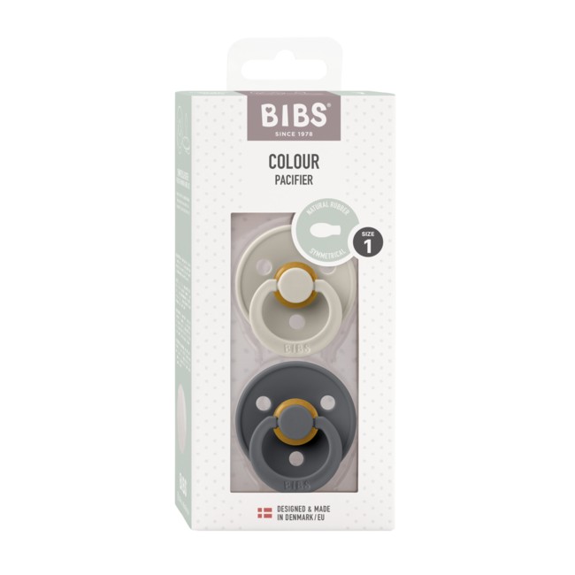 Bibs - set 2 suzete colour latex, tetina simetrica, 6 luni +-sand/iron bbb2221419