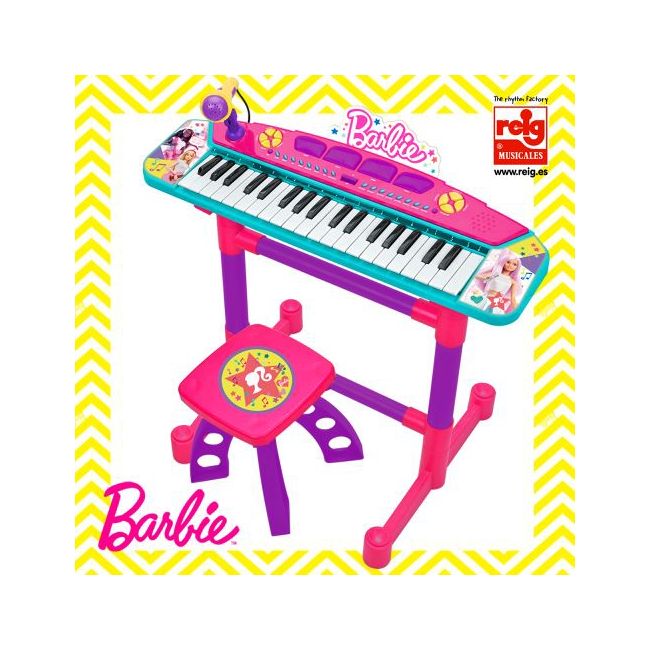 Keyboard cu microfon si scaunel barbie rg4411