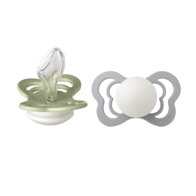 Bibs - set 2 suzete fosforencente couture glow  silicon, tetina anatomica, 6 luni +-sage/cloud bbb1710318