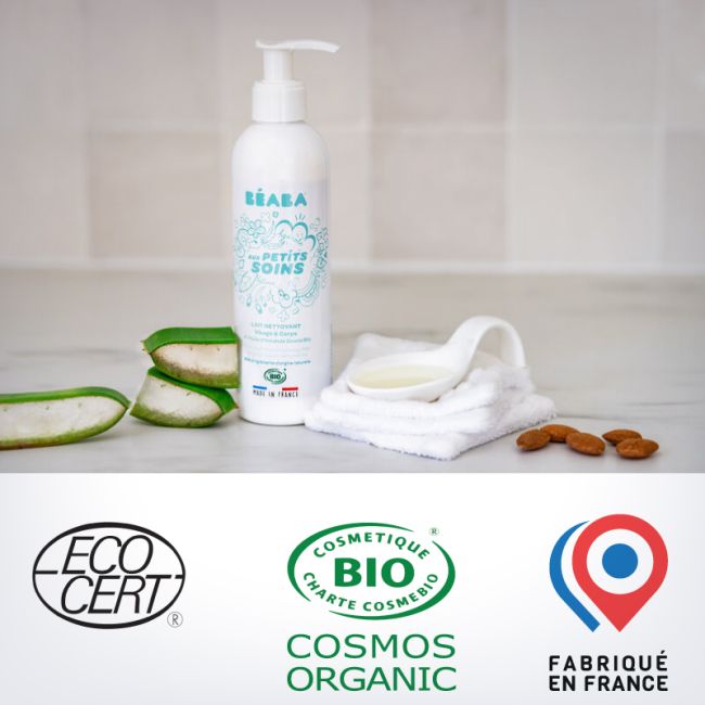 Lapte de curatare fata si corp pentru bebelusi Beaba 250 ml, Certificat Organic ERFB909000