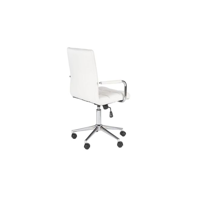 Scaun birou ergonomic, hm gonzo 2, cadru cromat, tapiterie piele ecologica, mecanism de balans, roti pivotante, 90 kg, alb drm4761