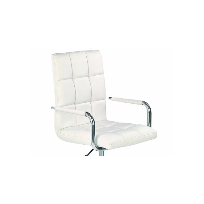 Scaun birou ergonomic, hm gonzo 2, cadru cromat, tapiterie piele ecologica, mecanism de balans, roti pivotante, 90 kg, alb drm4761