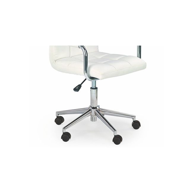 Scaun birou ergonomic, hm gonzo 2, cadru cromat, tapiterie piele ecologica, mecanism de balans, roti pivotante, 90 kg, alb drm4761