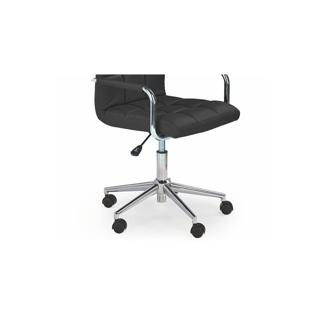 Scaun birou ergonomic, hm gonzo 2, cadru cromat, tapiterie piele ecologica, mecanism de balans, roti pivotante, 90 kg, negru drm4760