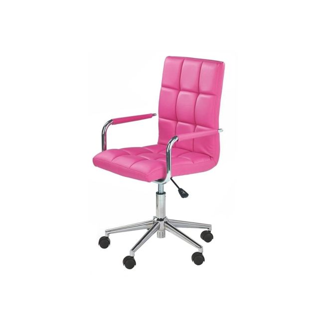 Scaun birou ergonomic, hm gonzo 2, cadru cromat, tapiterie piele ecologica, mecanism de balans, roti pivotante, 90 kg, roz drm4759