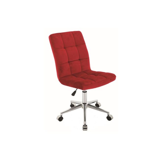 Scaun birou cu stofa tip catifea sl q020, inaltime reglabila, cadru cromat, rotatie 360°, 90 kg, bordo drm8811