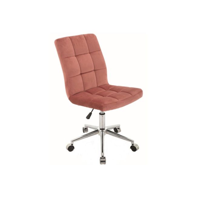 Scaun birou cu stofa tip catifea sl q020, ergonomic, inaltime reglabila, cadru cromat, rotatie 360°, 90 kg, caramiziu drm8818