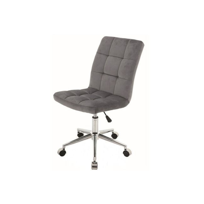 Scaun birou cu stofa tip catifea sl q020, inaltime reglabila, cadru cromat, rotatie 360°, roti pivotante, 90 kg, gri drm8812