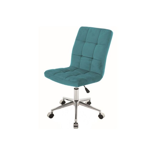 Scaun birou cu stofa tip catifea sl q020, ergonomic, inaltime reglabila, cadru cromat, rotatie 360°, 90 kg, turcoaz drm8817