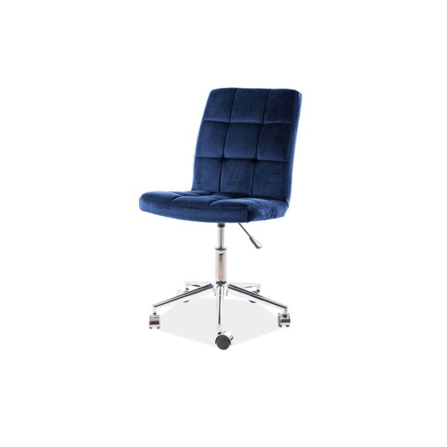Scaun birou cu stofa tip catifea sl q020, inaltime reglabila, cadru cromat, rotatie 360°, 90 kg, albastru drm9671