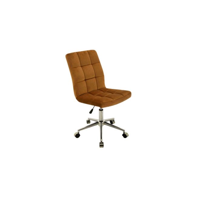 Scaun birou cu stofa tip catifea sl q020, ergonomic, inaltime reglabila, cadru cromat, rotatie 360°, 90 kg, mustar drm9604