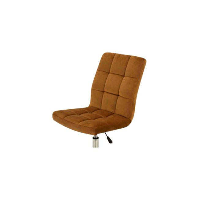 Scaun birou cu stofa tip catifea sl q020, ergonomic, inaltime reglabila, cadru cromat, rotatie 360°, 90 kg, mustar drm9604