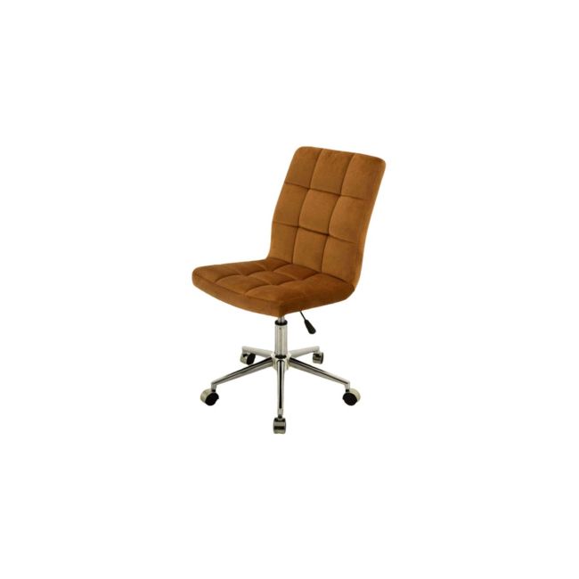 Scaun birou cu stofa tip catifea sl q020, ergonomic, inaltime reglabila, cadru cromat, rotatie 360°, 90 kg, mustar drm9604