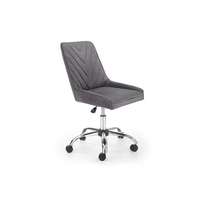 Scaun birou copii hm rico, ergonomic, stofa tip catifea, cadru polipropilena, 100 kg, gri drm9681