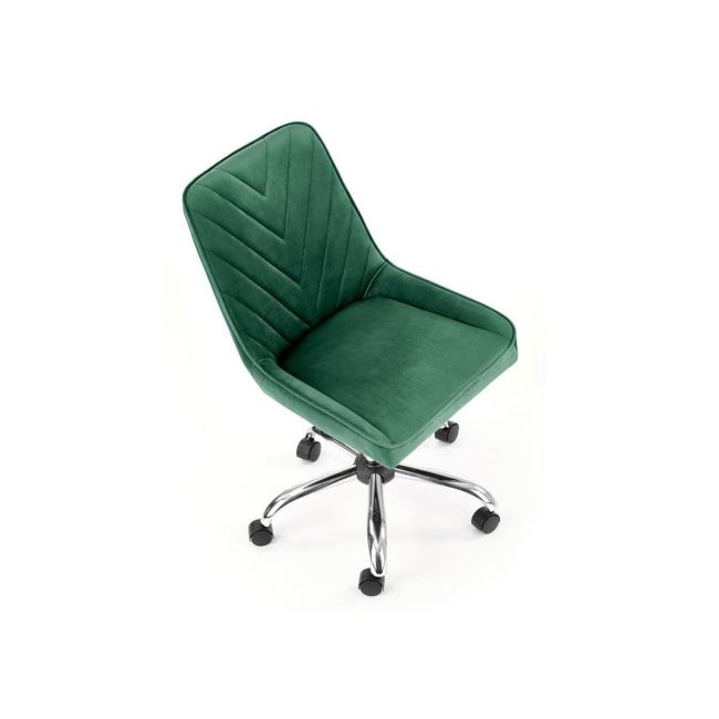 Scaun birou copii hm rico, ergonomic, stofa tip catifea, cadru polipropilena, pivotant, inaltime reglabila, 100 kg, verde drm9916