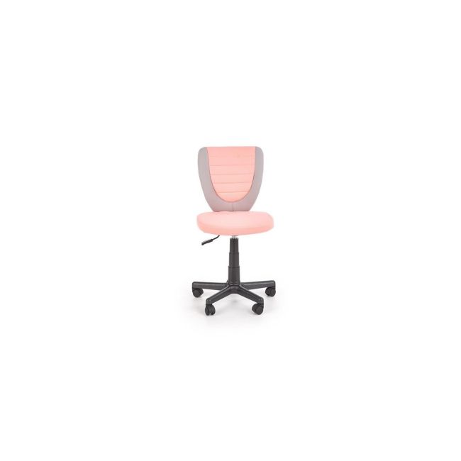 Scaun birou copii hm toby, ergonomic, cadru polipropilena, rotativ, inaltime reglabila, roti pivotante, 80 kg, gri/roz drm8855