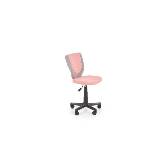 Scaun birou copii hm toby, ergonomic, cadru polipropilena, rotativ, inaltime reglabila, roti pivotante, 80 kg, gri/roz drm8855