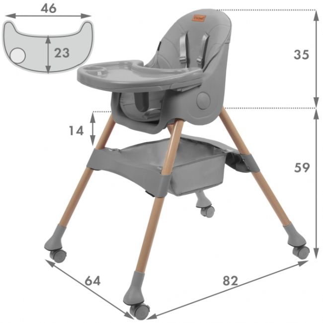 Scaun de masa 2 in 1 kidwell karimi - gri edeedikrwykar02a0