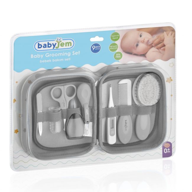 Set ingrijire bebelusi cu 9 piese BabyJem Grooming Set (Culoare: Gri) JEMbj_3633