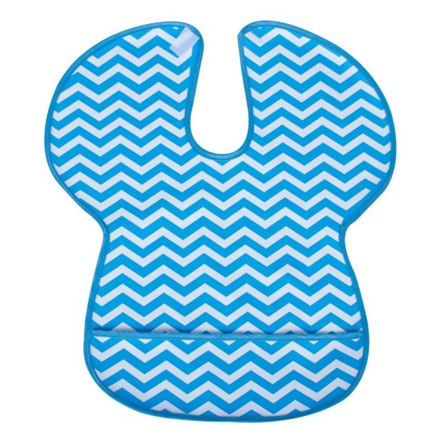 Baveta impermeabila cu protectii pentru umeri  Blue Zig Zag SeviBebe BBKSEV_12-165