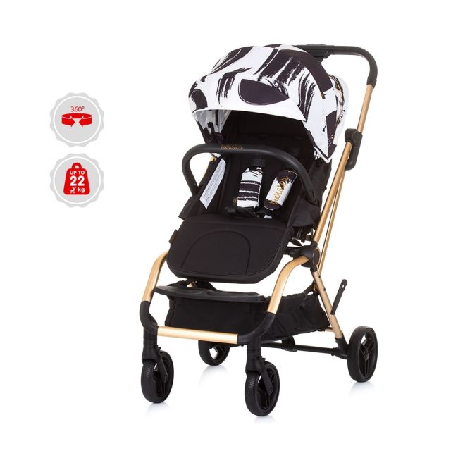 Carucior chipolino twister black white cu sezut rotativ hublktw02301bw