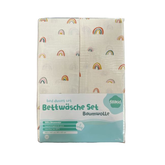 Lenjerie de pat  2 piese Rainbow bej Fillikid